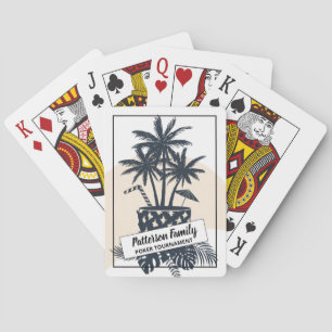 Retro Black and White Tropical Drink Family Poker Playing Cards