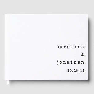 Retro Black and White Typewriter Custom Wedding Guest Book