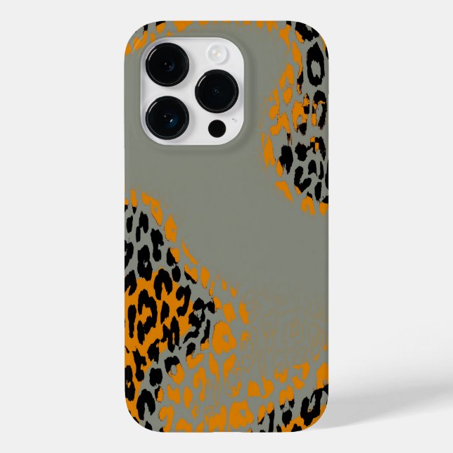 Retro black and yellow leopard print on grey Case-Mate iPhone case (Back)