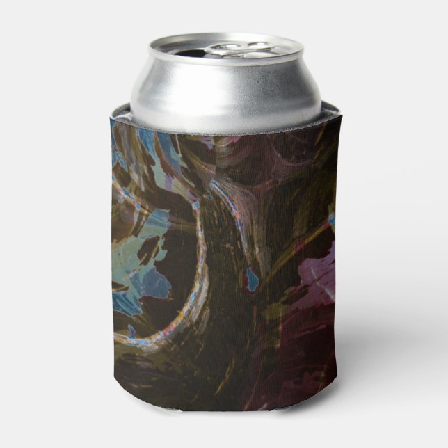 Retro Black Atomic Abstract Can Cooler (Can Front)