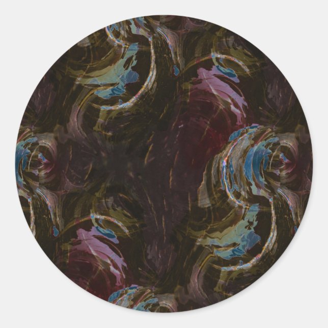 Retro Black Atomic Abstract Classic Round Sticker (Front)