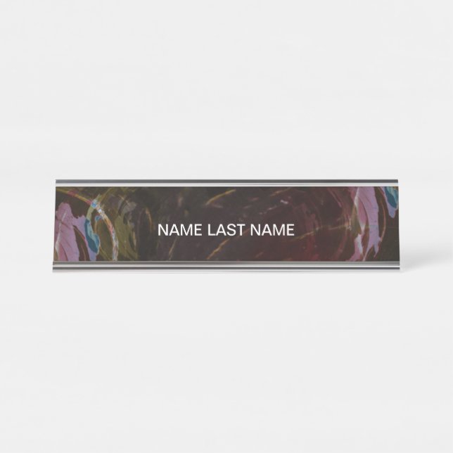 Retro Black Atomic Abstract Desk Name Plate (Front)