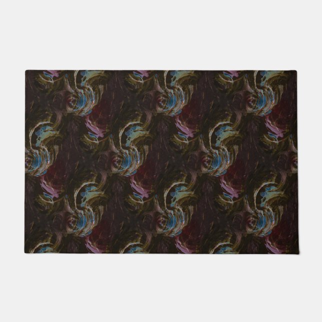 Retro Black Atomic Abstract Doormat (Front)