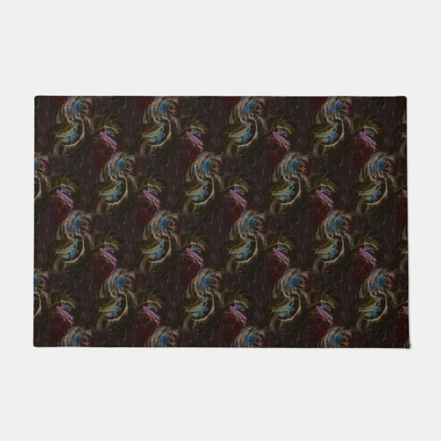Retro Black Atomic Abstract Doormat (Front)