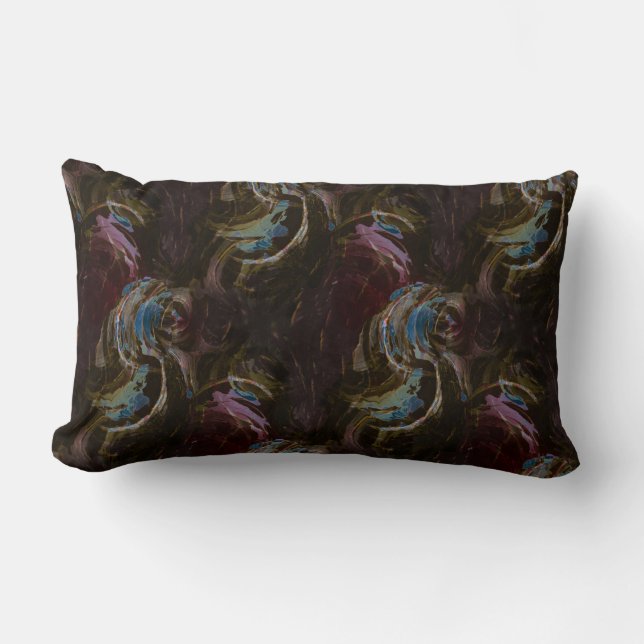 Retro Black Atomic Abstract Lumbar Pillow (Front)
