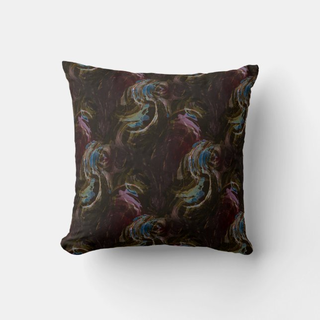 Retro Black Atomic Abstract Throw Pillow (Front)