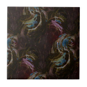 Retro Black Atomic Abstract Tile