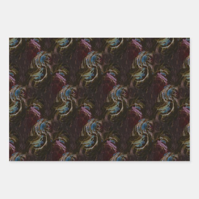 Retro Black Atomic Abstract Wrapping Paper Sheet (Front)