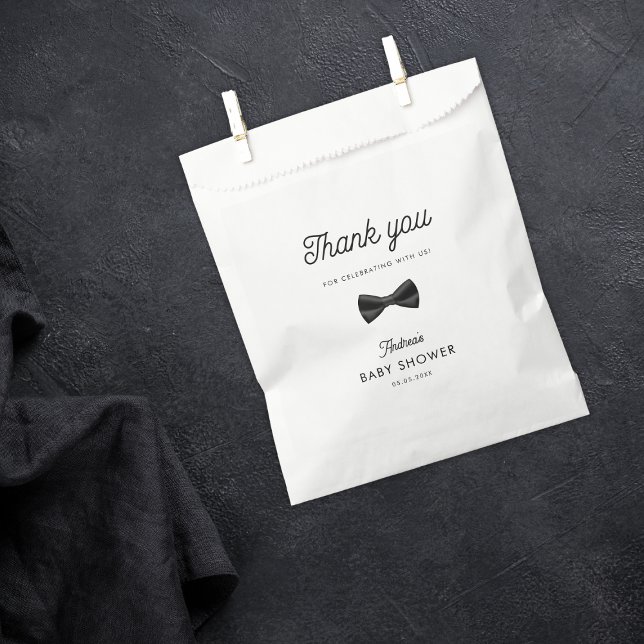 Retro Black Bow Tie Boy Baby Shower Thank You Favour Bag (Creator Uploaded)