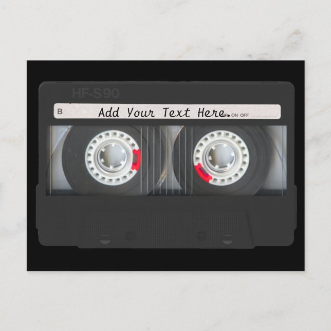 Retro Black Cassette Tape Postcard (Front)