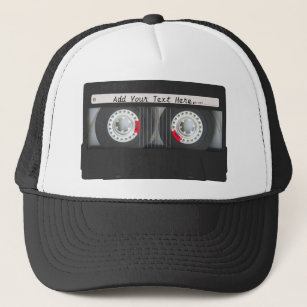 Retro Black Cassette Tape Trucker Hat