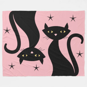 Retro Black Cat Fleece Blanket