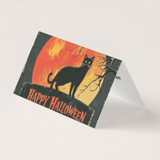 Retro Black Cat Halloween Happy Halloween Vintage