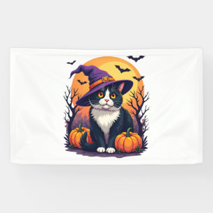 Retro Black Cat Halloween Pumpkin Costume For Men  Banner