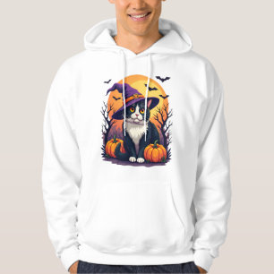 Retro Black Cat Halloween Pumpkin Costume For Men  Hoodie
