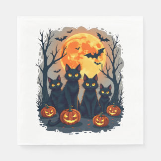 Retro Black Cat Halloween Pumpkin Costume For Wome Napkin