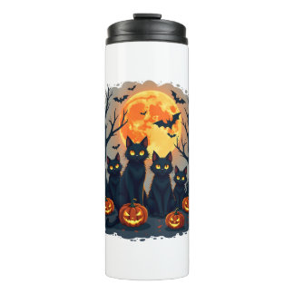 Retro Black Cat Halloween Pumpkin Costume For Wome Thermal Tumbler