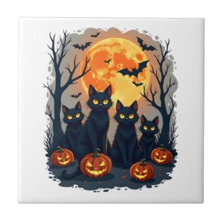 Retro Black Cat Halloween Pumpkin Costume For Wome Tile