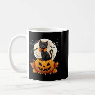Retro Black Cat Halloween Pumpkin Costume Women Coffee Mug