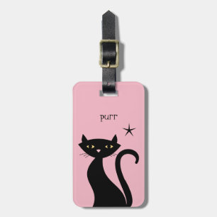 Retro Black Cat Luggage Tag