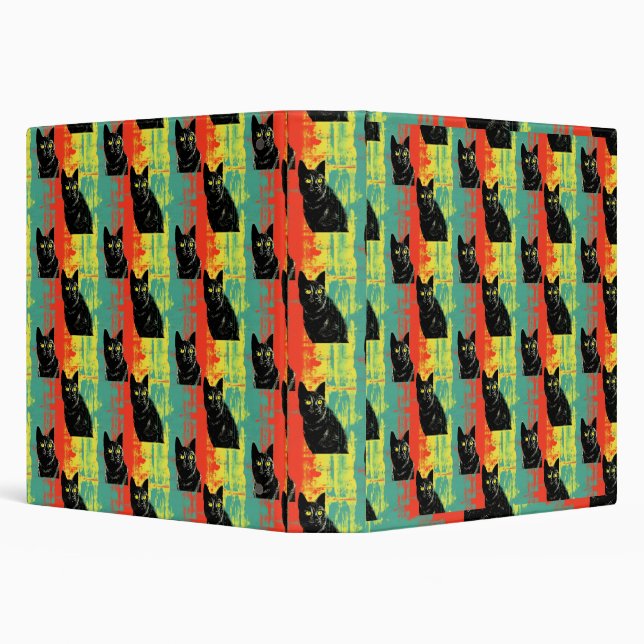 Retro Black Cat Pattern  Binder (Background)