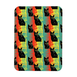 Retro Black Cat Pattern  Magnet