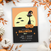 Retro Black Cat Personalized Halloween Party