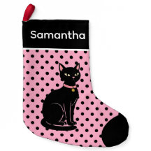 Retro Black Cat Pink Stocking