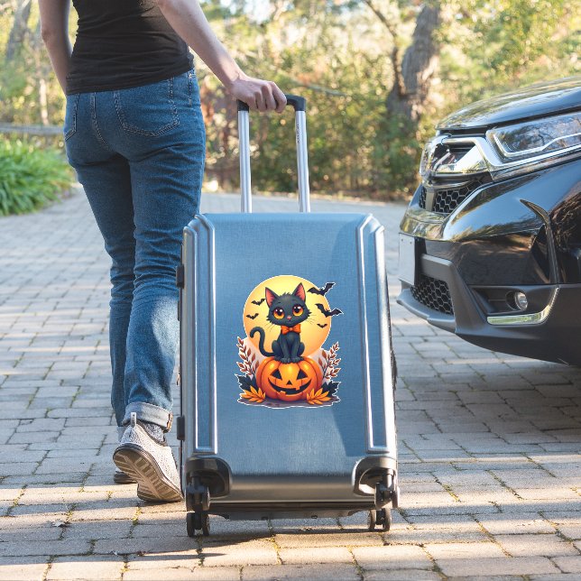 Retro Black Cat Pumpkin Halloween Costume Fall Aut (Suitcase Insitu)