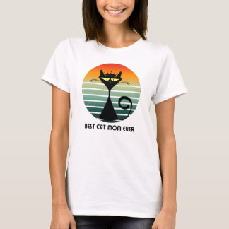 Retro Black Cat Queen T-Shirt, Cat Mom Gift, Vinta T-Shirt