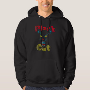 Retro Black Cat Retro Fireworks Vintage Halloween  Hoodie