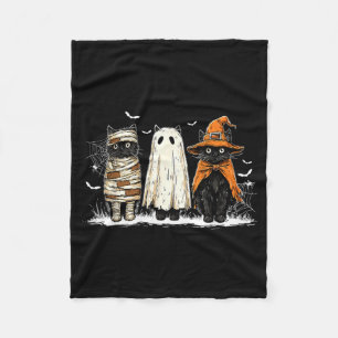 Retro Black Cat Witch Y Halloween Women Men Kids Fleece Blanket