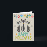 Retro Black Cats Ornaments Mid-century Christmas Holiday Card<br><div class="desc">Step back into the mid 20th century with this funky black cats and ornaments Christmas holiday folded card. Either wish everyone a happy holiday with the printed text inside the card,  or,  leave blank and hand write your message.</div>