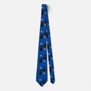 Retro black cats with starburst  tie