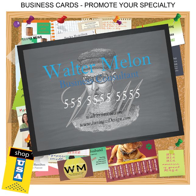 Retro Black Chalkboard 🕰️ Steampunk Goggles Man Business Card (Creator Uploaded)