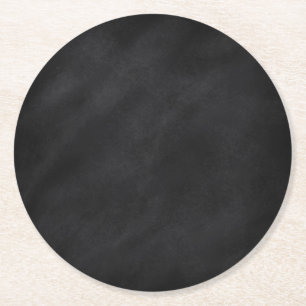 Retro Black Chalkboard Texture Round Paper Coaster