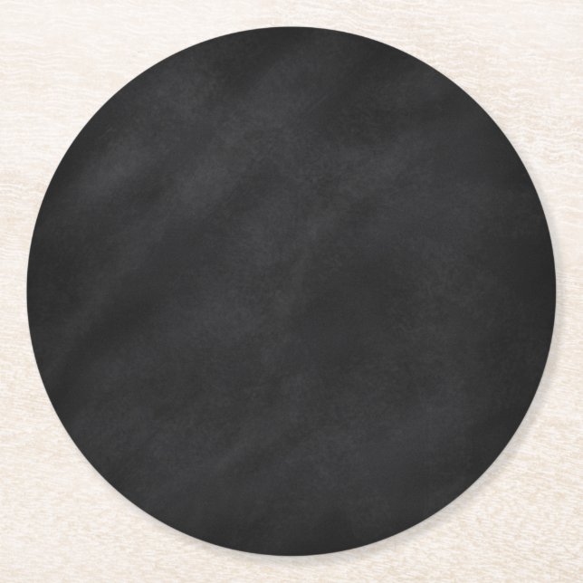 Retro Black Chalkboard Texture Round Paper Coaster (Front)