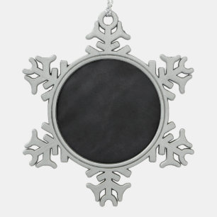 Retro Black Chalkboard Texture Snowflake Pewter Christmas Ornament