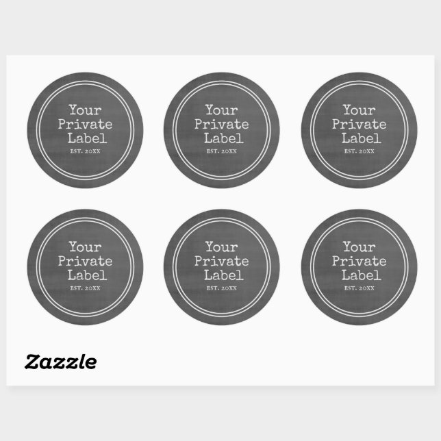 Retro Black Chalkboard Your Private Label Round (Sheet)