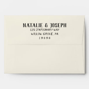 Retro Black & Creamy Hand-Written Bold Wedding  Envelope