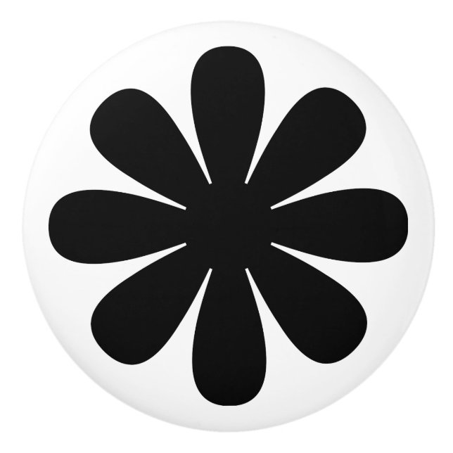 Retro Black Daisy Ceramic Knob (Front)