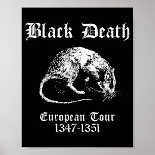 Retro Black Death European Tour Illustration Poster