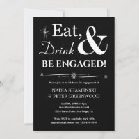 Retro Black Eat Drink Be Engaged Engagement Party