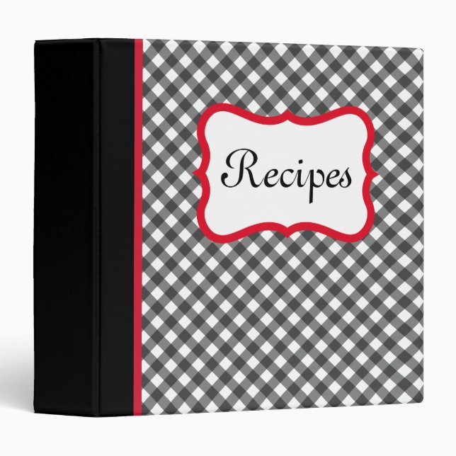 Retro Black En vichy Recette Classeur Cadeau (Devant/Côté)