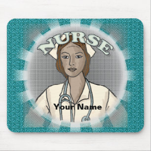 Retro black female nurse  mouse pad