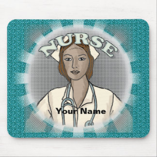 Retro black female nurse  mouse pad