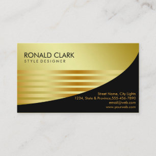 Retro Black Gold Metal Financial Services Business Card