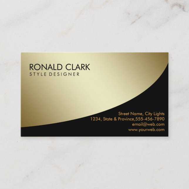 Retro Black Gold Metal Financial Services Business Card (Front)