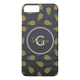 Retro black gold pineapple patterns monogram iPhone 8 plus/7 plus case