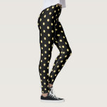 Retro Black Gold Polka Dots Pattern Chic Fashion Leggings<br><div class="desc">Custom, retro, cool, cute, chic, stylish, trendy, breathable, hand sewn, faux gold polka dots on black pattern womens full length fashion travel workout sports yoga gym running leggings pants, that stretches to fit your body, hugs in all the right places, bounces back after washing, and doesn't lose their shape on...</div>
